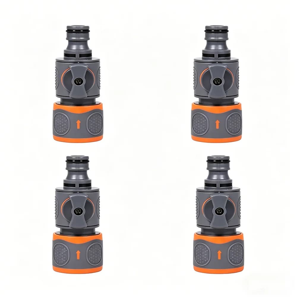 Adattatore per Tubo da Giardino Resistente 2-4 Pezzi con Valvola a Sfera per Tubi da 1/2" 3/8" 3/4" per Irrigazione Giardino e Lavaggio Auto