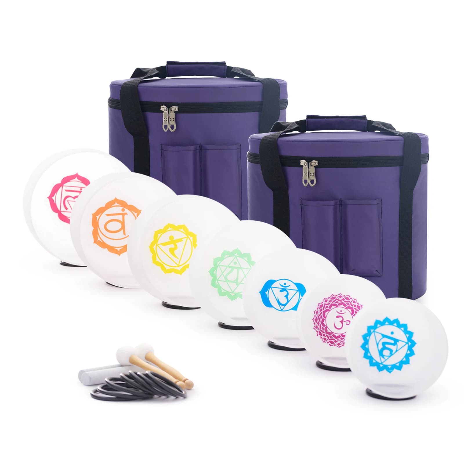 【New】KVKA 6-12 Inch 7pcs Base Chakra Design Crystal Singing Bowl Set With Case for Yoga Sound Healing Balance Energy
