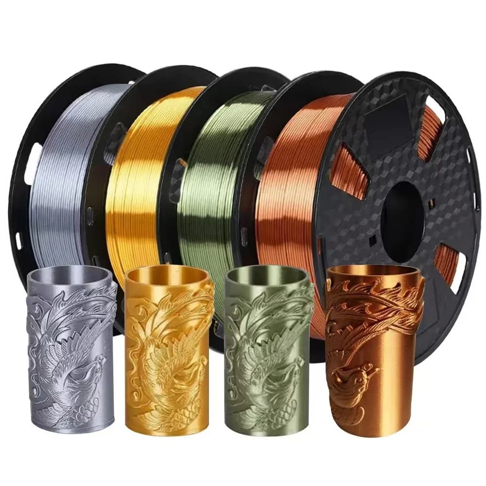 New Silk Filament PLA 1.75mm 1kg 500g 250g Smooth Shiney PLA Materials for 3D Printer Multi Strand Gold Silver Bronze