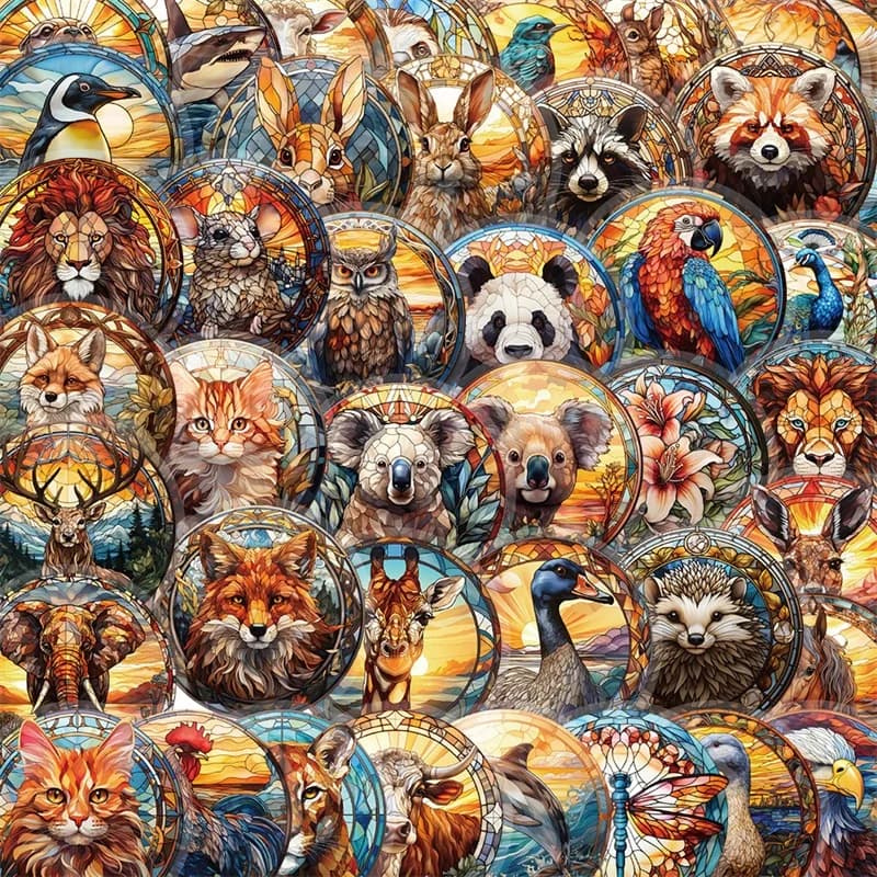 50 pz palla di vetro animale PET adesivo appiccicoso estetico cancelleria coreana decorazione fai da te Scrapbooking materiale scolastico per i bambini