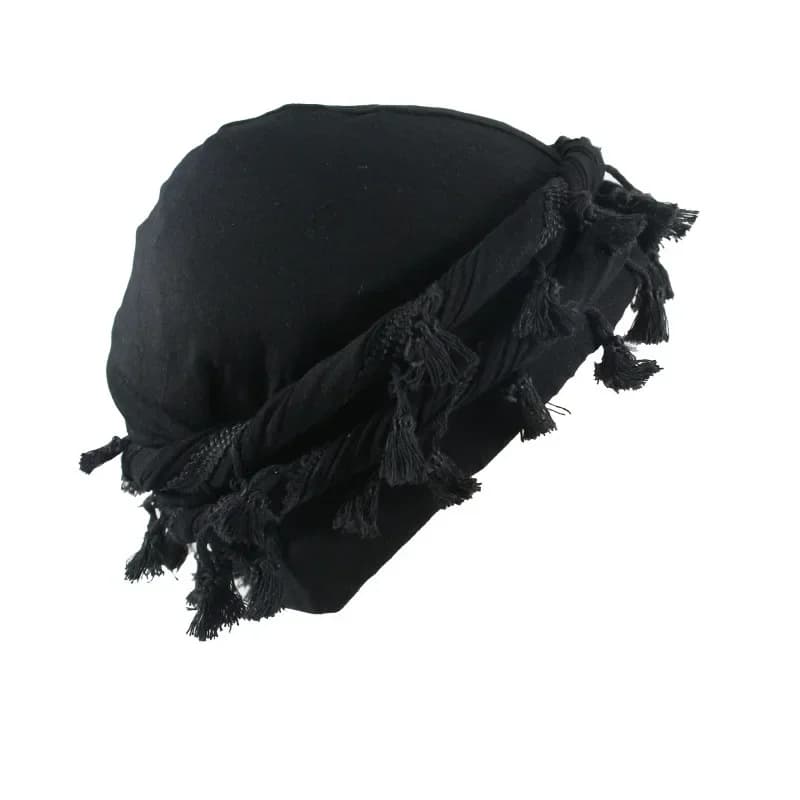 Cappello da Uomo Punk con Frange Ritorte e Bordo Sfrangiato, Bandana in Cotone, Turbante Hip Hop, Copricapo, Berretto, Cappello Docker Tinta Unita 2024