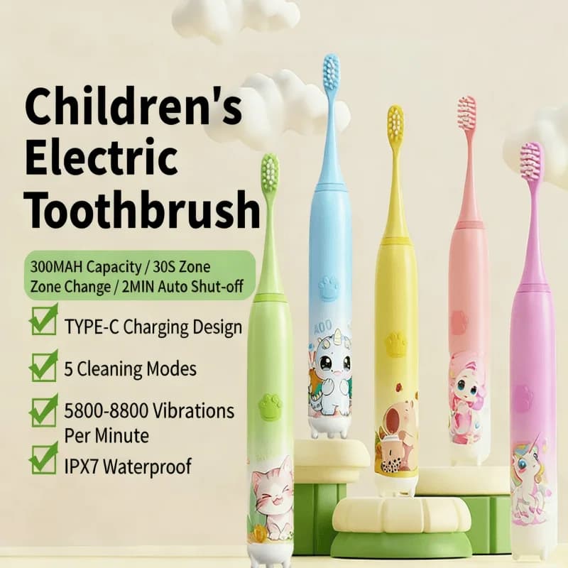 New Children's Electric Toothbrush Children's Electric Toothbrush Soft Setole Home Use Cartoon Design Rechargeable Type