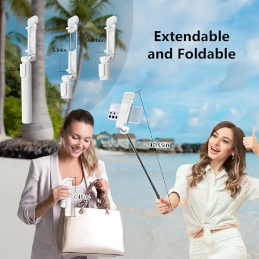 Selfie Stick Tripod, 40 in Retractable Tripod for iPhone with Wireless Remote Control & Light, Portable Phone tripods for Photog