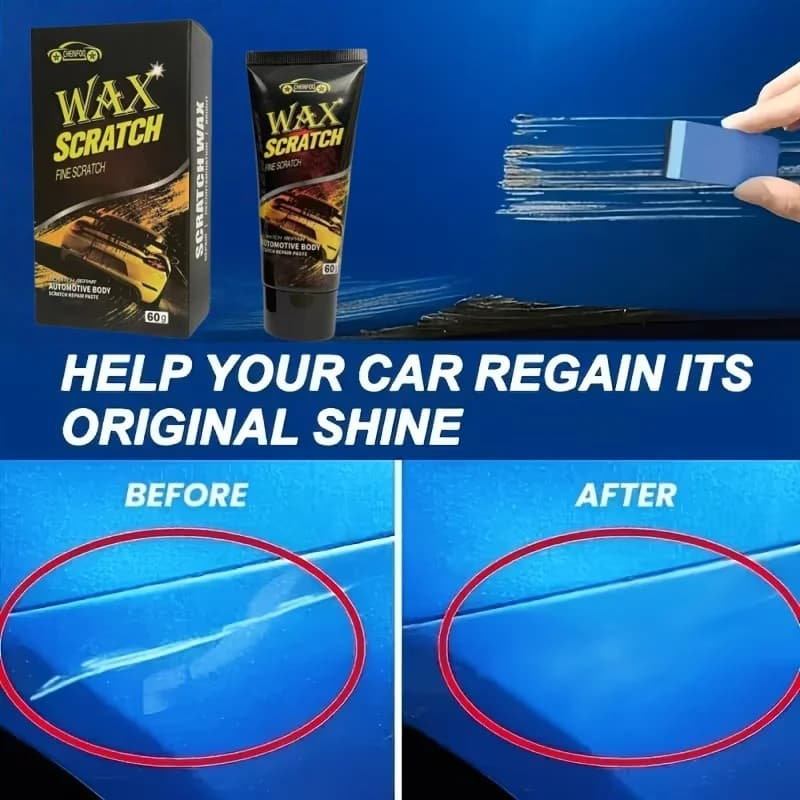 Cera per Riparazione Graffi Auto 60g, Rimuovi Graffi Leggeri Fai-da-Te, Funziona su Tutti i Colori con Spugna Gratuita per la Cura della Vernice del Veicolo