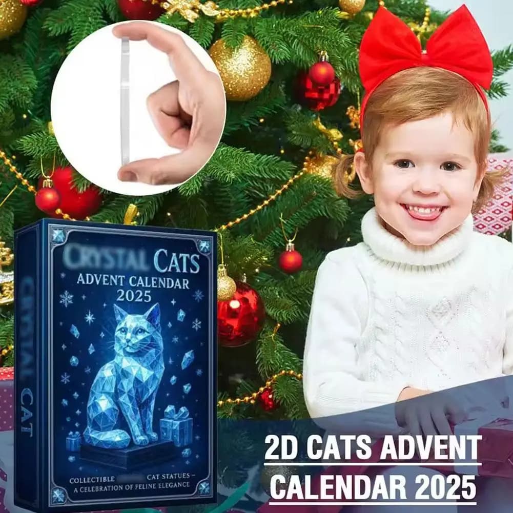 Calendario dell'Avvento per gatti Tema in cristallo Ornamenti acrilici Decorazioni per l'albero di Natale Regali a sorpresa per 24 giorni Portachiavi per amante dei gatti