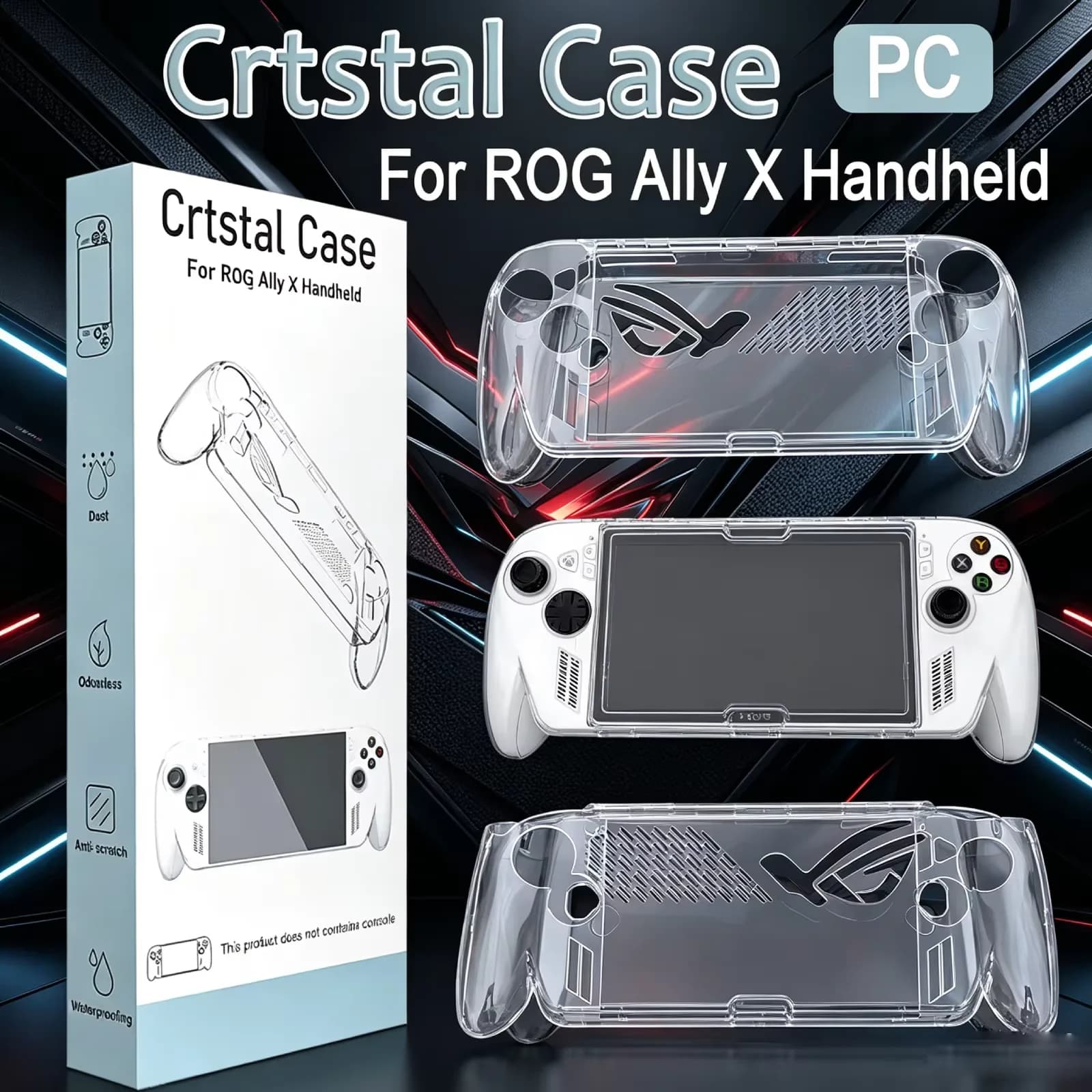 The Shockproof Crystal Protective Case ROG Ally X Handheld - High Transparency PC Cover & Sweatproof Game Accessory Game