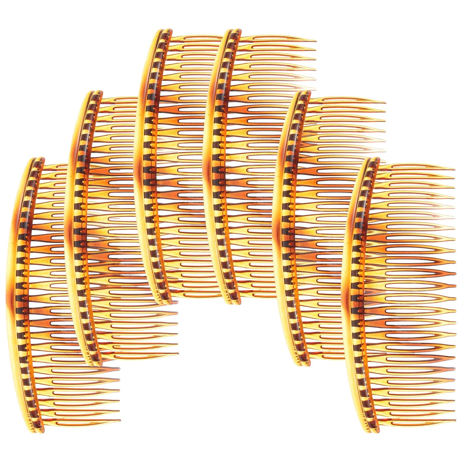 Set of 6 Women's Hair Combs, Side Petes in Premium Plastic, Lightweight Plastic, Styling Tools, Hair Removal, Leasing and Body Massage