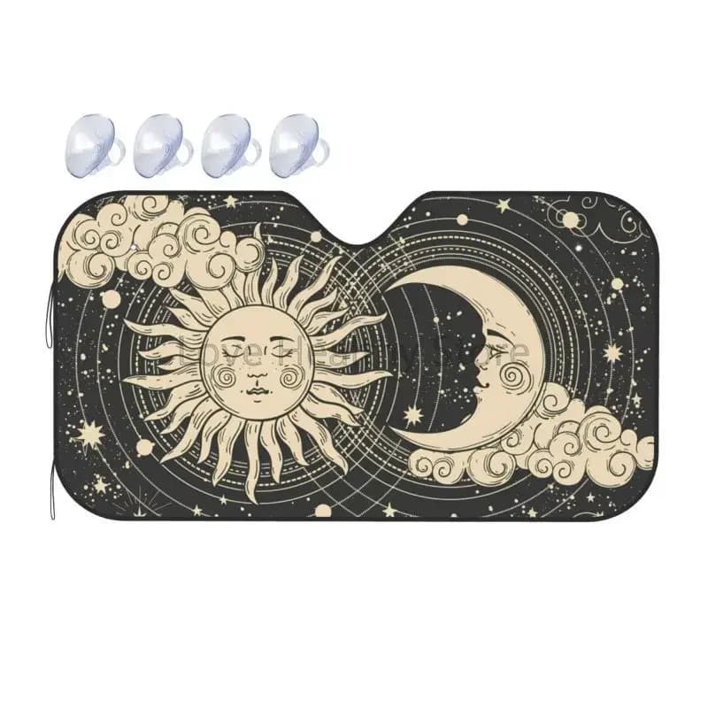 Sole Luna Strega Astrologia Notte Psichedelico Parabrezza anteriore per auto Parasole per auto Camion SUV Blocchi Raggi UV Protezione visiera parasole