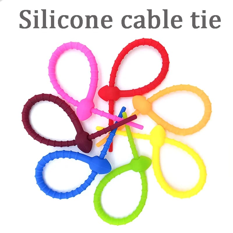 5/7 Pezzi Fascette in Silicone per Sigillare Sacchetti Alimentari, Fascette per Ordinare e Appendere, Corde Fai-da-Te, Nastro Morbido per Conservazione Vestiti