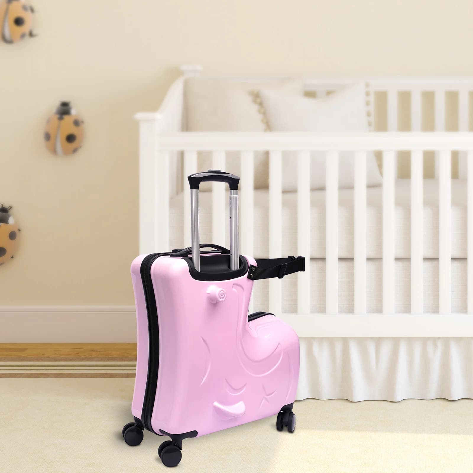 20"pink/blue Spinner luggage children Ride-On Roll luggage bag Trolley with waterproof luggage wheels