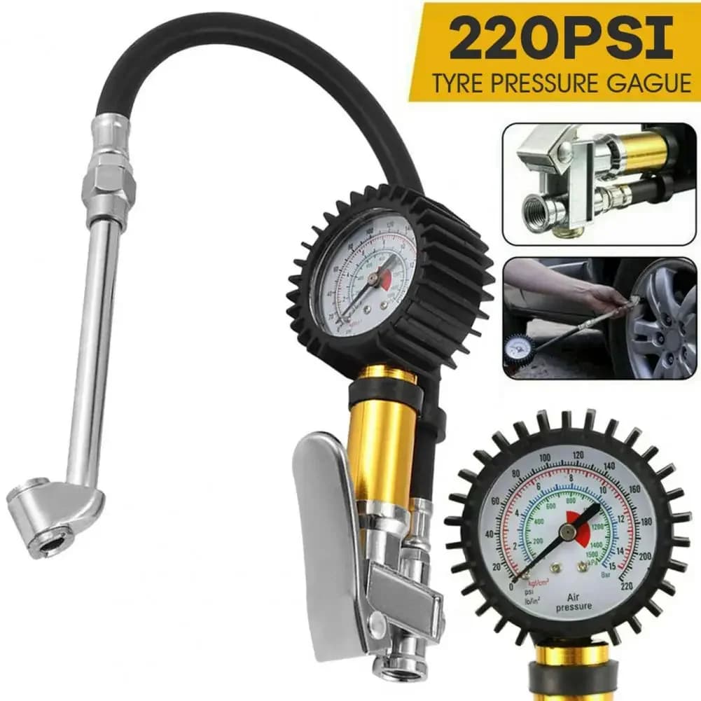 Nuovo 0-220Psi Manometro per pneumatici per auto Tipo di pistola a pressione per compressore d'aria Auto Moto SUV Pompa di gonfiaggio Strumento di riparazione pneumatici