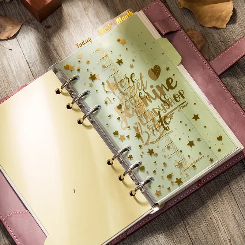 Fromthenon Foglio di Golden Oggi Settimana Mese Indice di Pagine Divisori Per La Spirale Notebook A6 Planner Accessori di Cancelleria D'epoca 3pcs