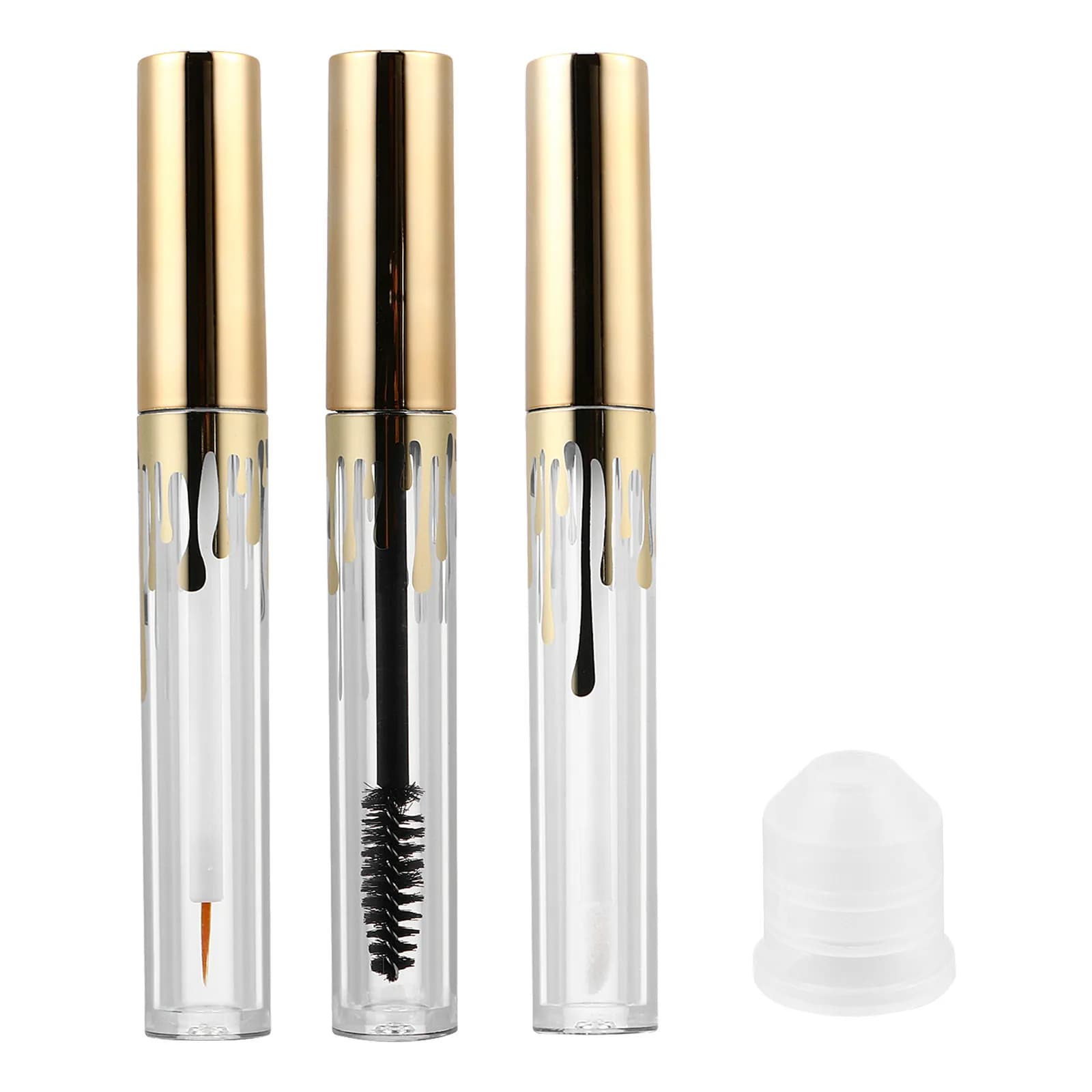 3 4 ml plastic empty mascara tubes, rechargeable and reusable transparent containers for lip gloss, eyeliner and balm storage