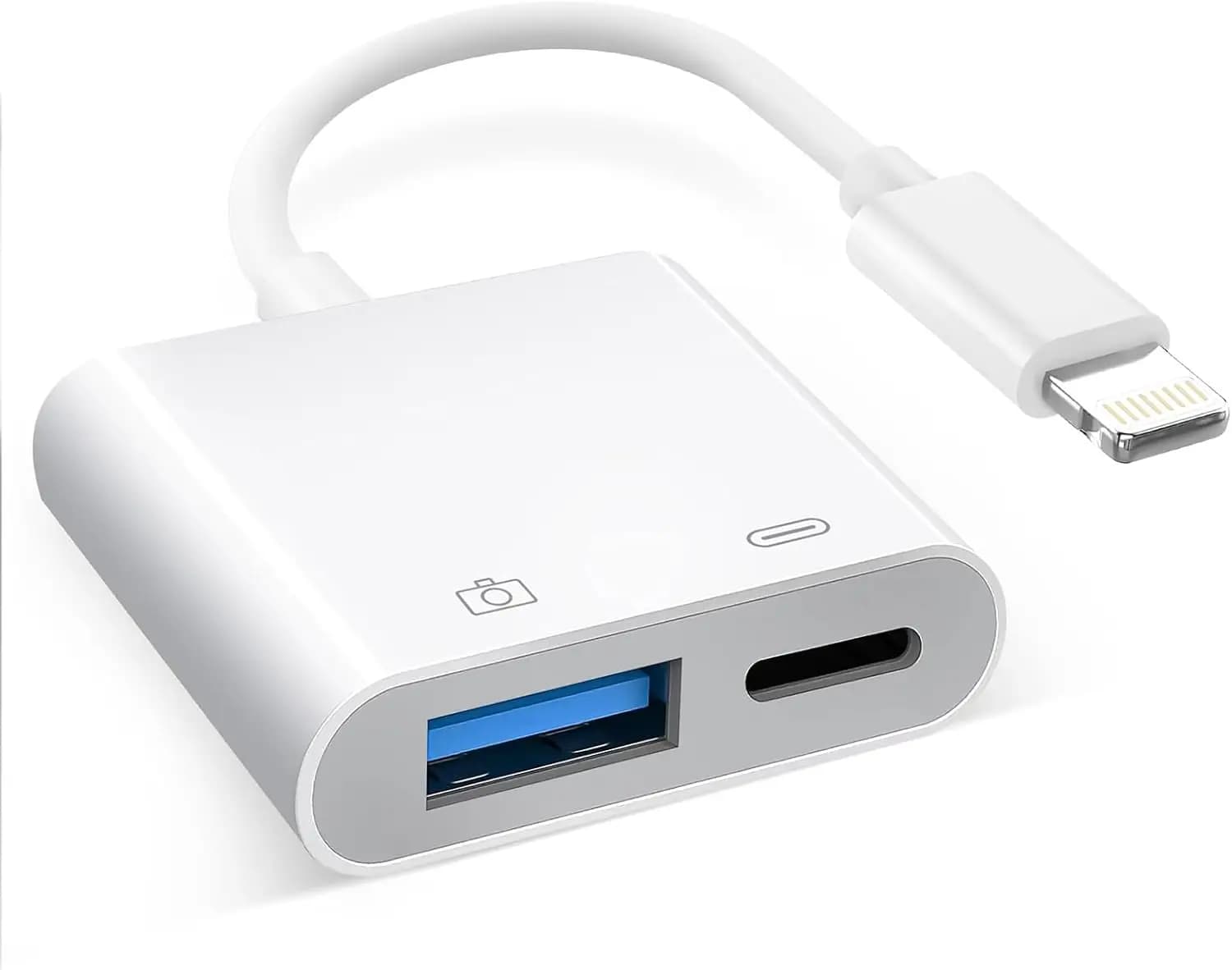 Adattatore da Lightning a USB 3.0 per Fotocamera con Porta di Ricarica, OTG per iPhone iPad, Lettore di Schede SD, Video 4K
