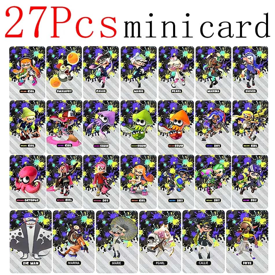 27 mini carte NFC per Splat 3 e 2: set completo di 27 carte da collezione uniche, include tutte le corte profonde, offThe Hook, calamari