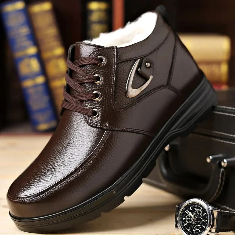 Taglia 48 Scarpe da uomo Stivali invernali caldi in pelle di peluche Stivaletti antiscivolo impermeabili Stivali da neve comodi casual caldi antiscivolo