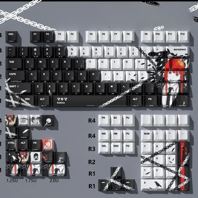 MiFuny Anime Keycaps MaKiMa Set di copritasti PBT con incisione laterale tappi per tastiera con profilo ciliegia per accessori da gioco per tastiera meccanica