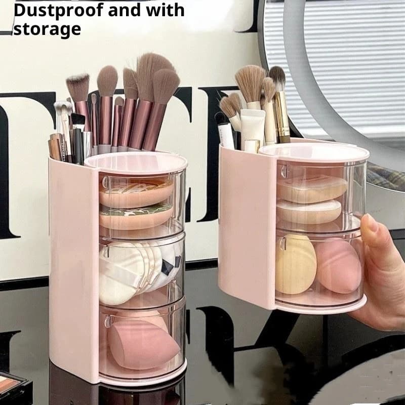 Cosmetic Organizer from Bagno, Porta Trucchi e Spugne, Espositore Girevole con Scomparti per Bellezza e Make-up