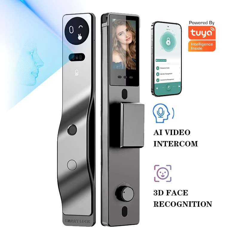 Serratura Elettronica Intelligente con Riconoscimento Facciale 3D, Impronta Digitale e Password per la Sicurezza della Porta Principale