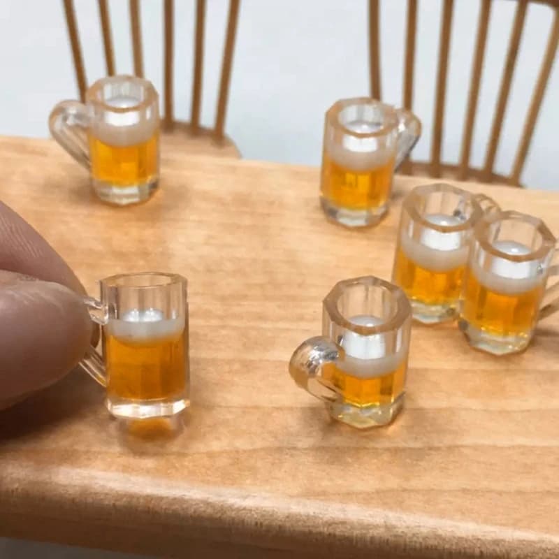 10 pz/set fai da te simulazione boccale birra in miniatura birra vetro resina accessori per gioielli Mini casa delle bambole Decor stoviglie Dropshipping