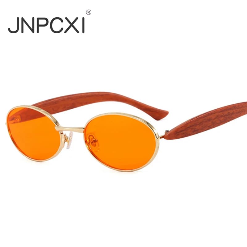 JNPCXI Oval Sunglasses Wood Legs Women Men Sun Glasses Female Men Eyeglasses Women Eyewears Oculos Lentes De Sol UV400