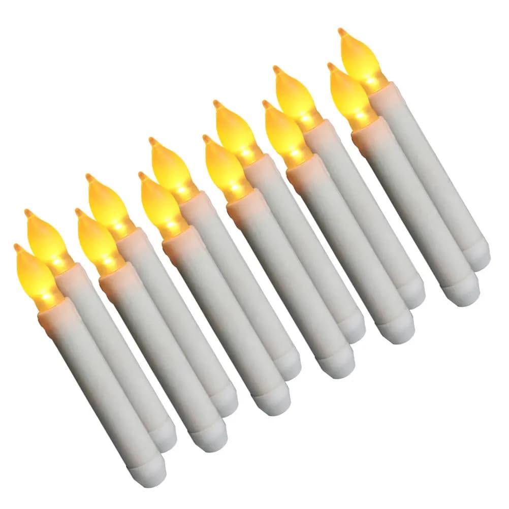 12 flameless LED electronic candles, cone-shaped lights, smokeless lamp for Christmas decorations and weddings