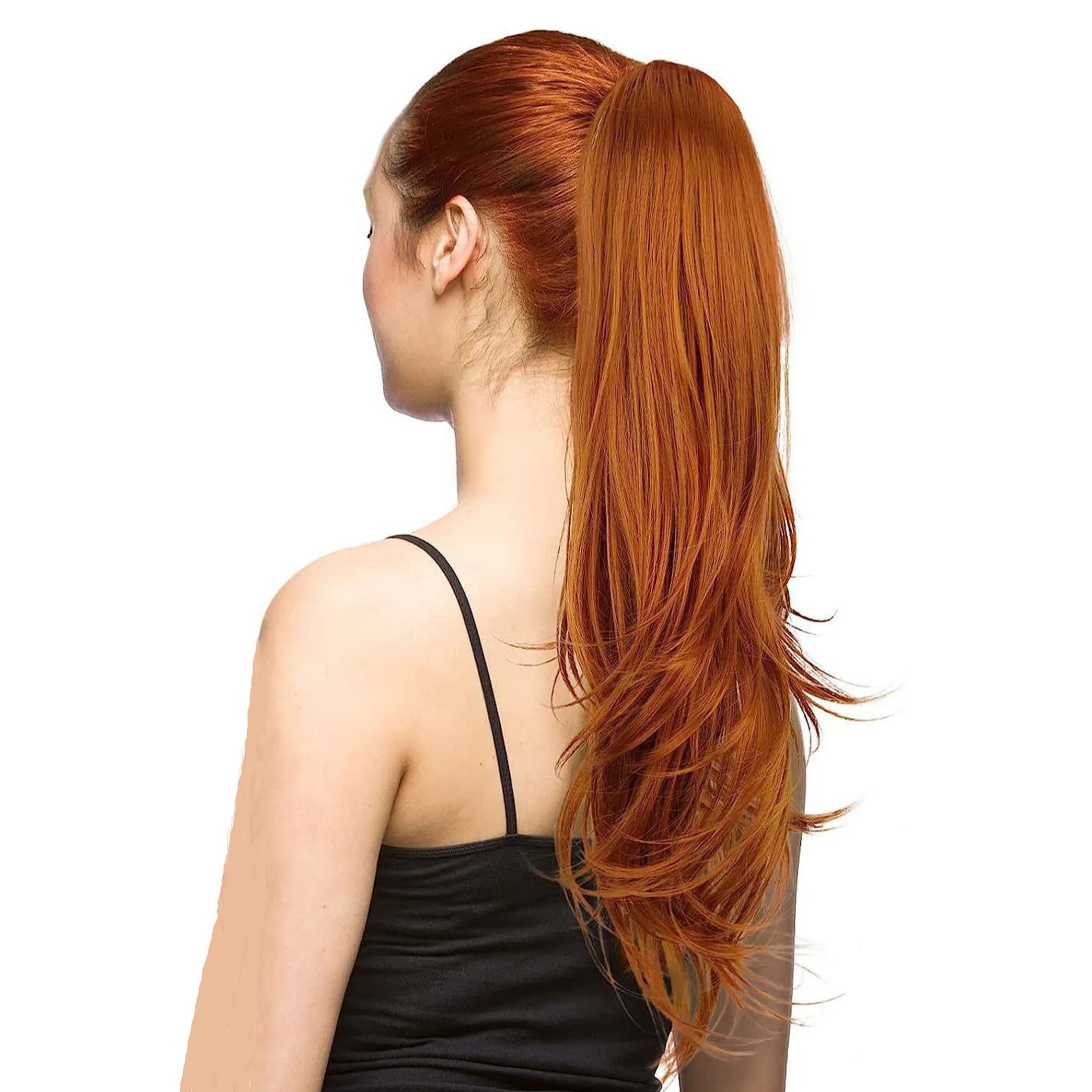 Corrugated Riccia Clip for Horsetail Extension 20 Inch in Wig Hair Extensions Horsetail Long Orange Synthetic Horsetail Coda for Women