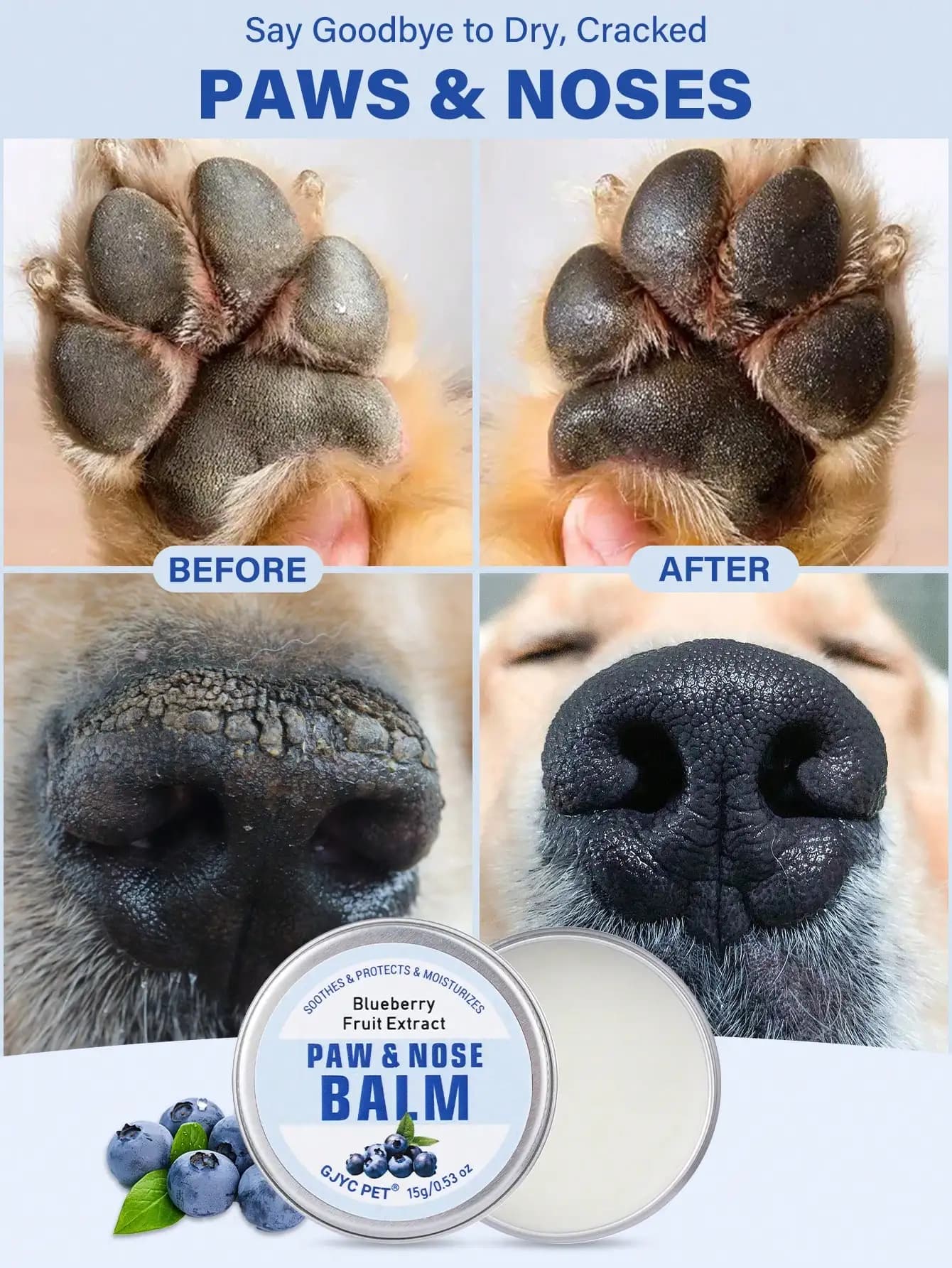 Natural balm for Cani al Mirtillo, hydrates the Dry Zampe, protects the nose from the Hot Surfaces