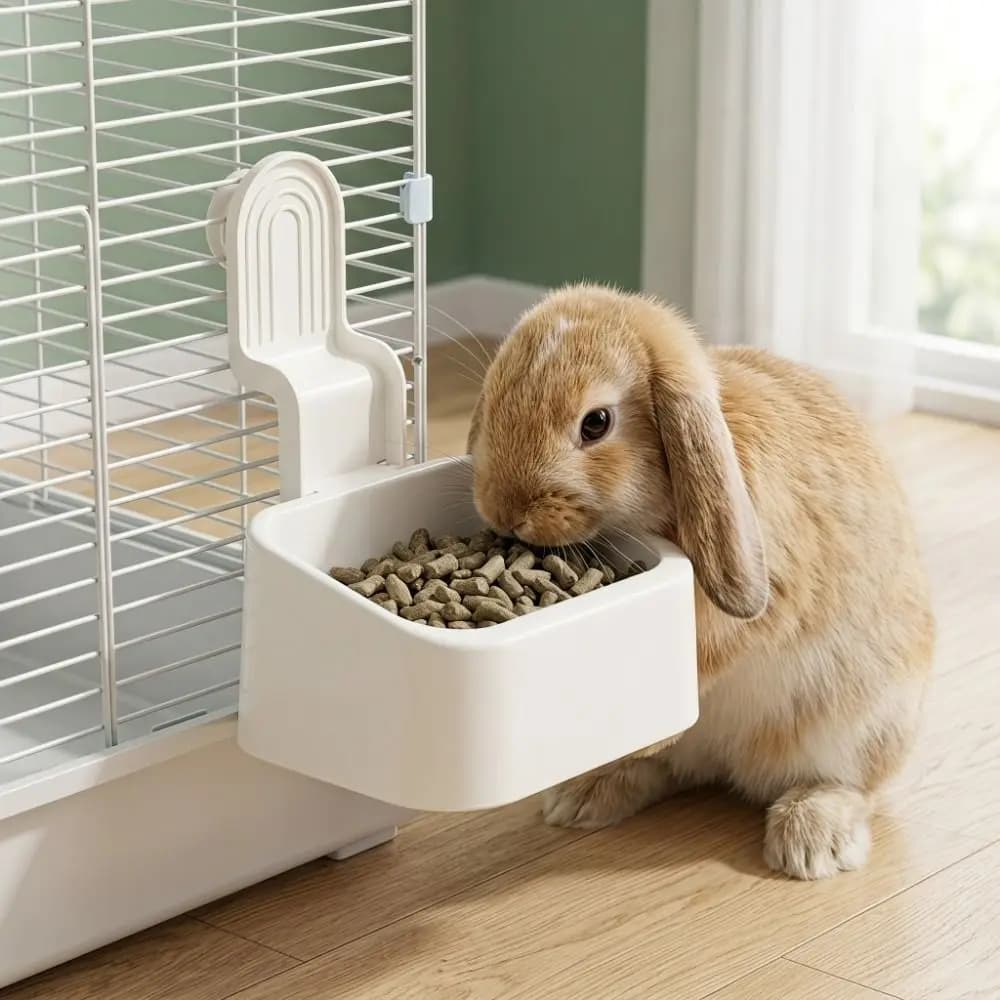 Large Capacity Rabbit Food Bowl Non Tip Over Bite Resistant Small Pet Feeder Easy installation Hangingc Rabbit Feeding Dish