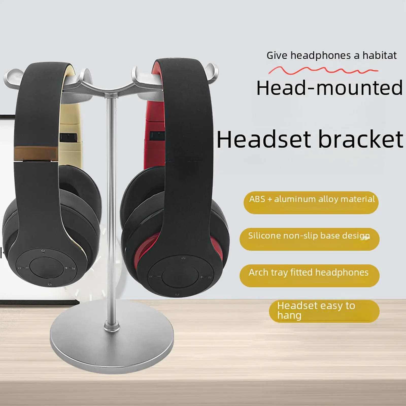 Support for headphones for desk earphones Game accessory Desk organization support Gift stand for stable table headphones