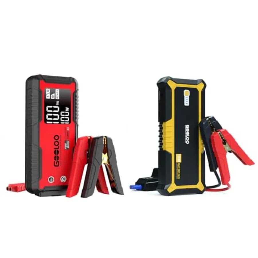 Avviatore di emergenza portatile 4000A/3000A di picco per batterie auto 12V; corpo in ABS e lega di alluminio; nero; compatto con doppia porta USB QC.