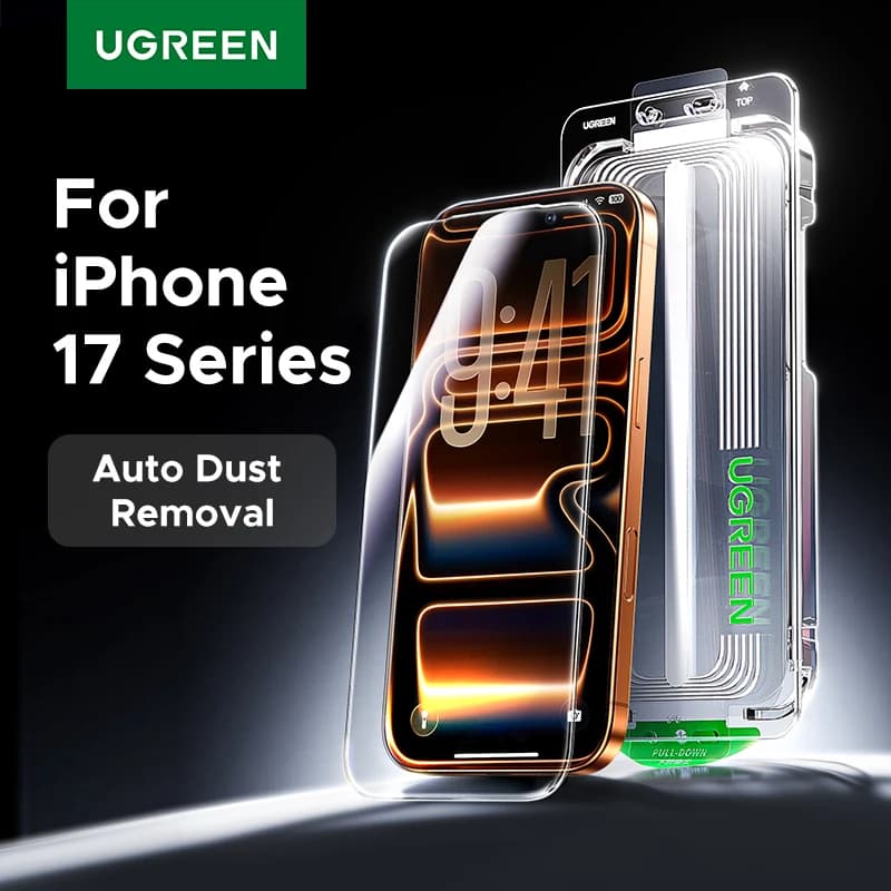 UGREEN 2PCS Protezione schermo automatica senza polvere per iPhone 17 Pro Max Vetro temperato per iPhone 17 16 Pro 17Pro Air Phone Film