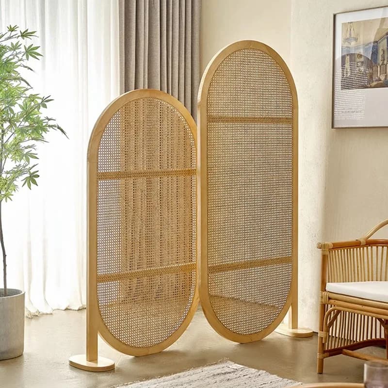Schermo divisorio in rattan di legno in stile giapponese, blocco portico spostato, divisori semplici in legno massello di frassino