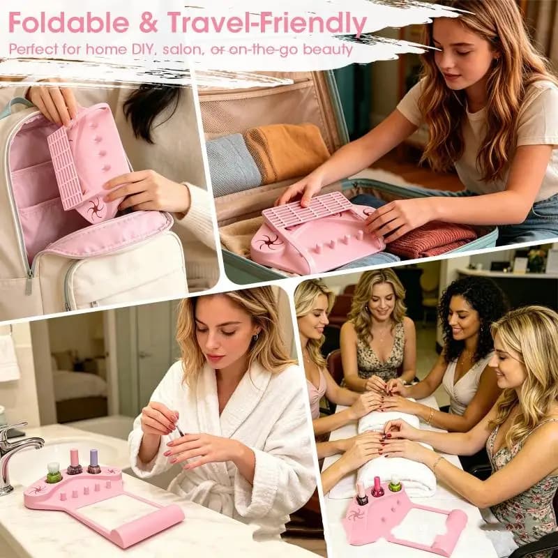 Silicone Nail Arm Rest & Nail Polish Holder,Non-Slip Hand Rest Mat With Finger Separators,Anti-Spill Bottle Stand
