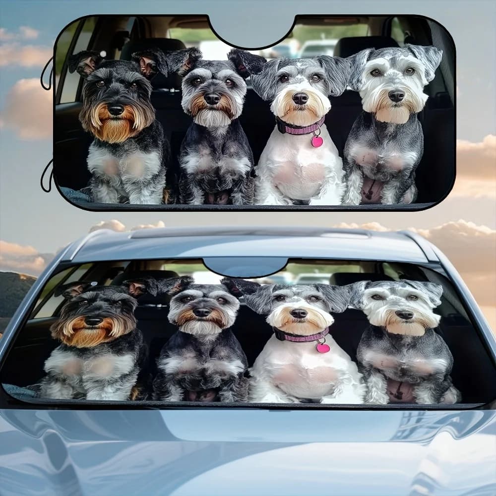 1 pezzo, parasole per parabrezza anteriore pieghevole con stampa per auto Schnauzer in miniatura, visiera parasole per auto, compatta e comoda, adatta per