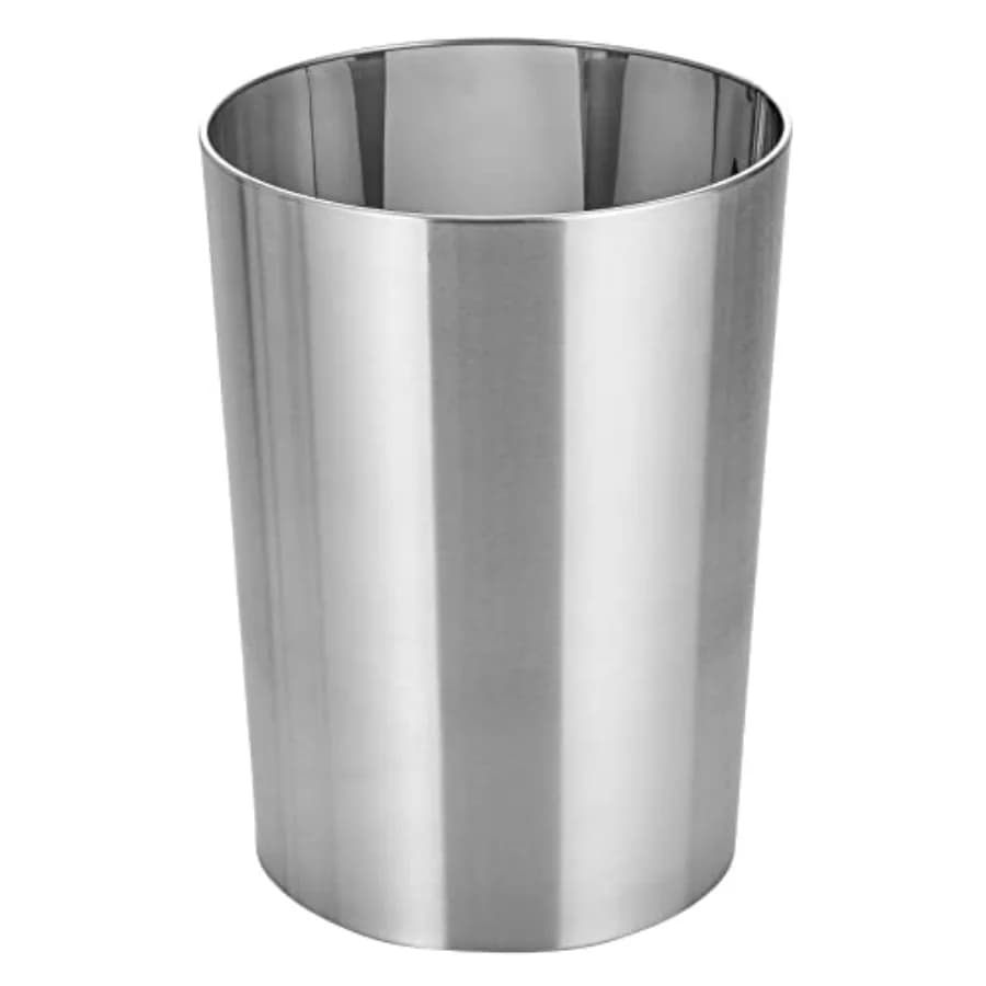 Cestino per Rifiuti in Acciaio Inox Rotondo, Piccolo Contenitore per Spazzatura per Bagno, Camera da Letto, Cucina o Ufficio Domestico