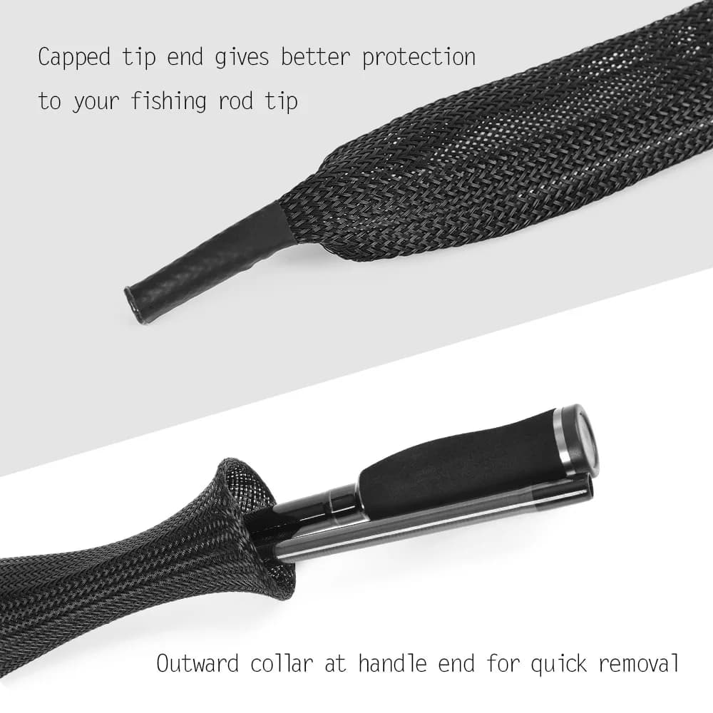 2 Pezzi Copertura Elastica Portatile in Rete Intrecciata per Canna da Pesca 170cm, Calza Leggera per Canna da Pesca, Custodia per Canna da Pesca per la Pesca in Mare