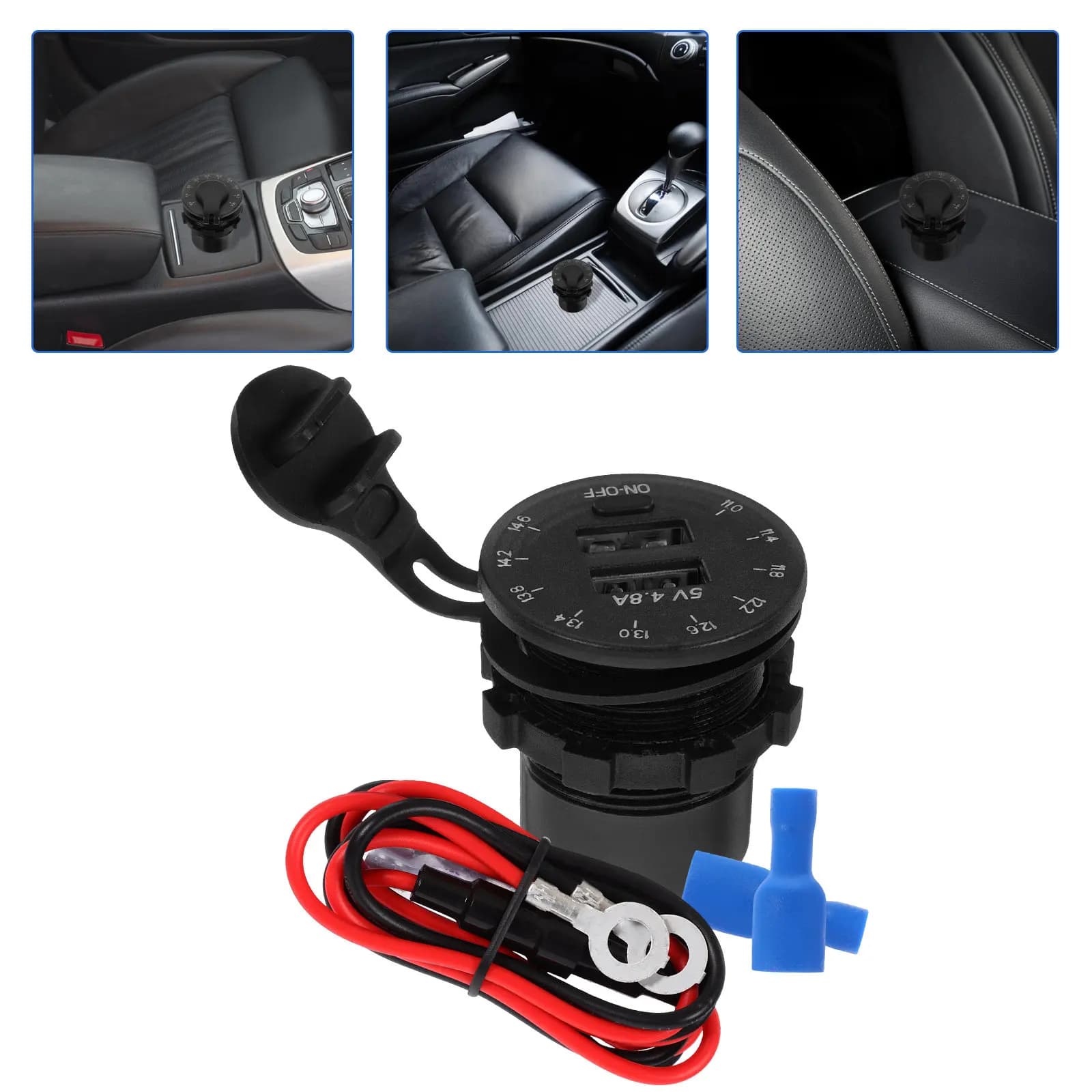1Pcs Dual-Port Car Charger High-Quality Car Adapter Easy Install Vehicle USB Charger Convenient Phone Charging Accessory