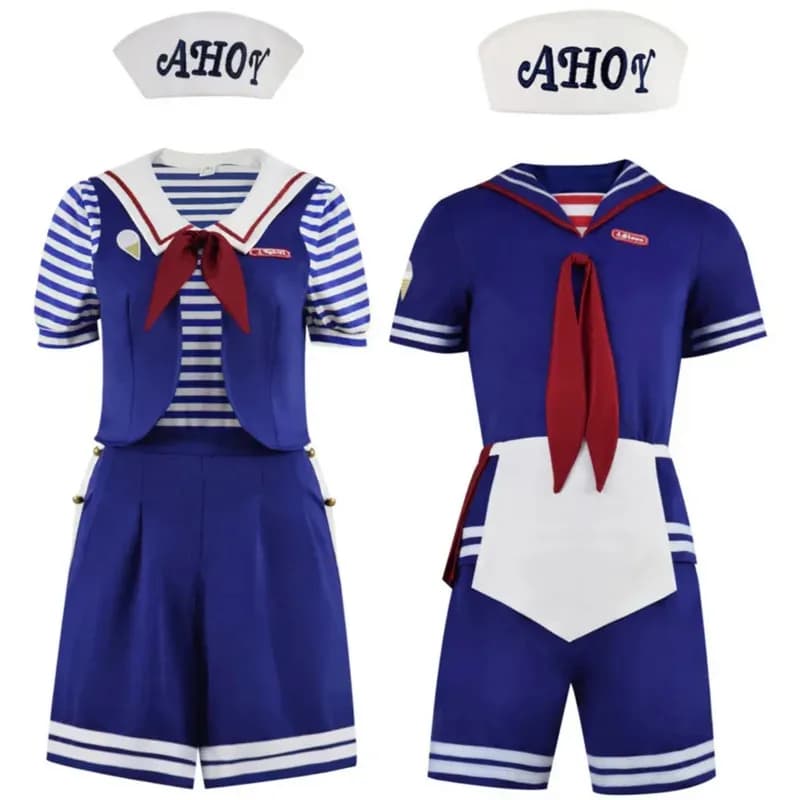 Halloween Robin Steve Harrington Adult Shirt Pants Hat Vest Suits Carnival Party Cosplay Costume NM35