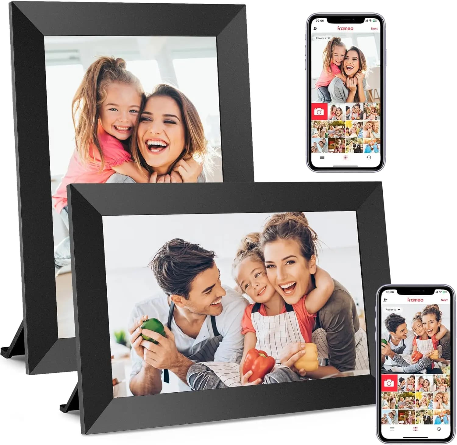 Cornice digitale WiFi da 10,1 pollici con memoria da 32 GB, schermo touch IPS, invia foto dal telefono da qualsiasi luogo, regalo per genitori, confezione da 2.