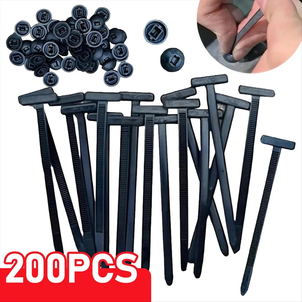 A002 Supporto per fascette con cerniera autobloccante con fibbia per fascette in nylon con perno e pulsante Strumento multiuso per fascette per riparazioni auto B