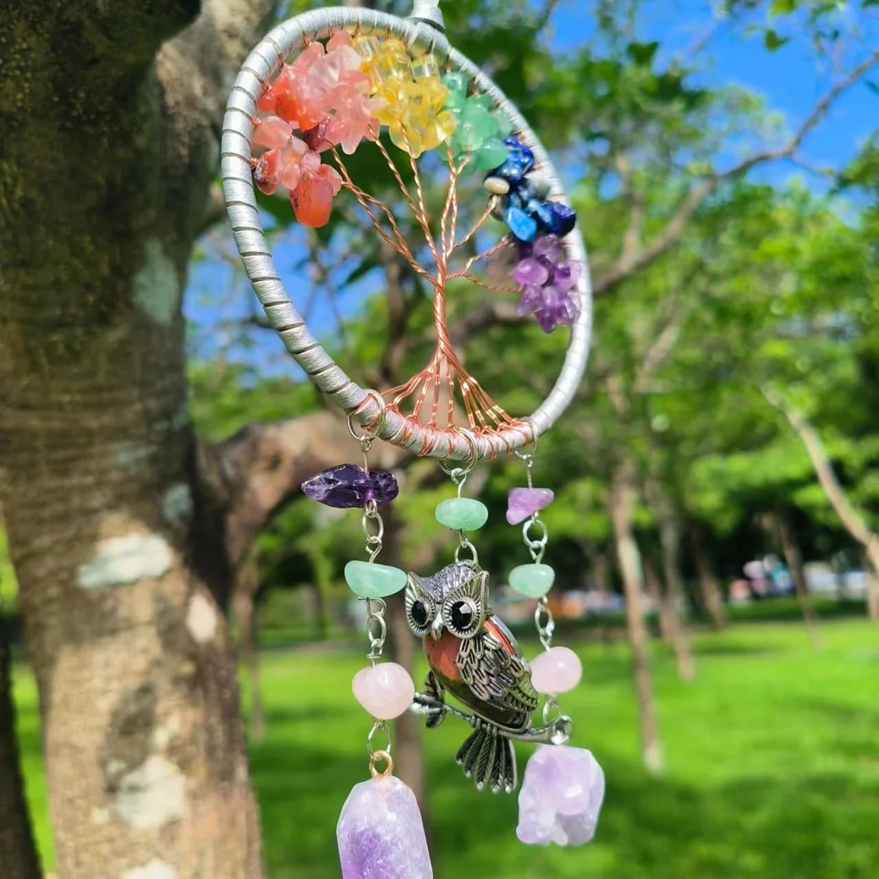 1Pc Tree of Life Dream Catchers for Car with Crystal, Gemstone Suncatcher Hanging Is Personalized Home Decor/room Decor