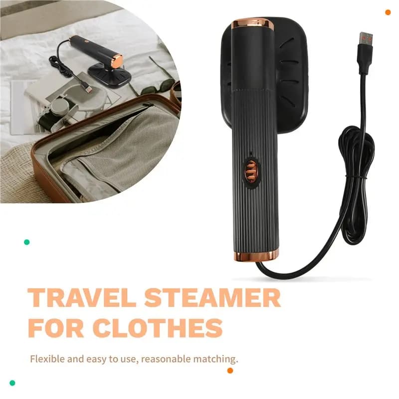 A84G-Ferro da stiro a vapore portatile da viaggio per vestiti, mini ferro da stiro a vapore 180 ° Ferro da stiro a vapore portatile e girevole per tessuti e vestiti, nero, facile da installare