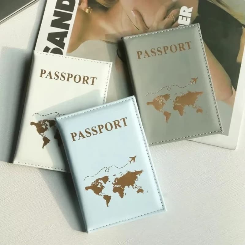 Plain PU Passport Protector Case Slim Holder Portable Travel Essential Cruise Ticket Cover for All Country
