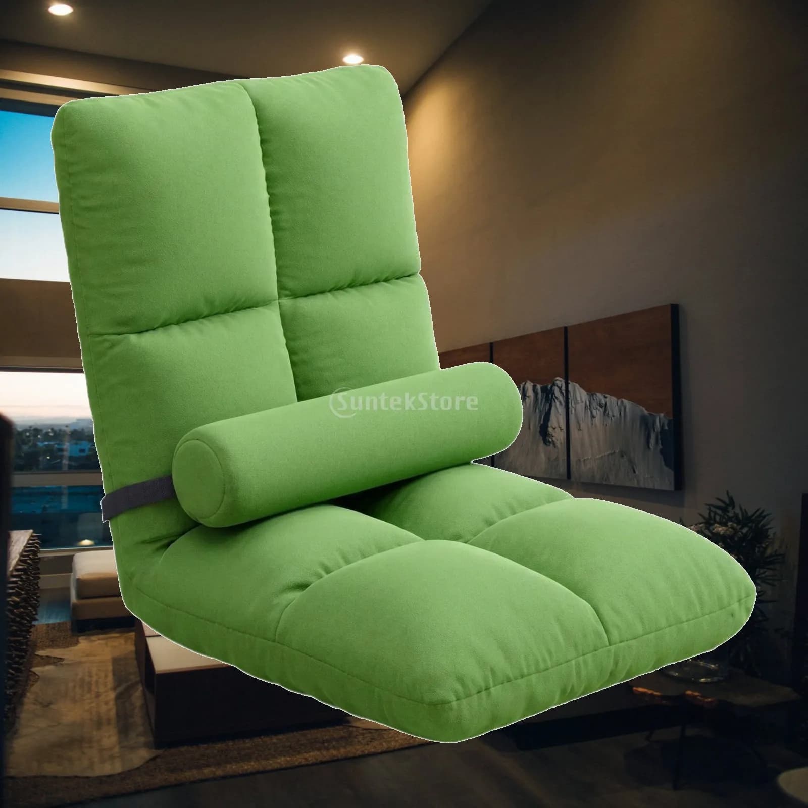 Adjustable Folding Lounge Floor Chair Sofa Bed Sleeper with Pillow for Living Room Window Tatami Relaxing