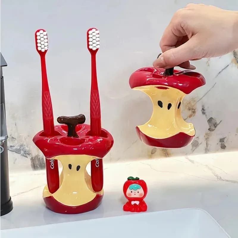 Ins Apple Portaspazzolino Portaoggetti per pennelli per trucco Portaspazzolino in ceramica Accessori per il bagno domestico