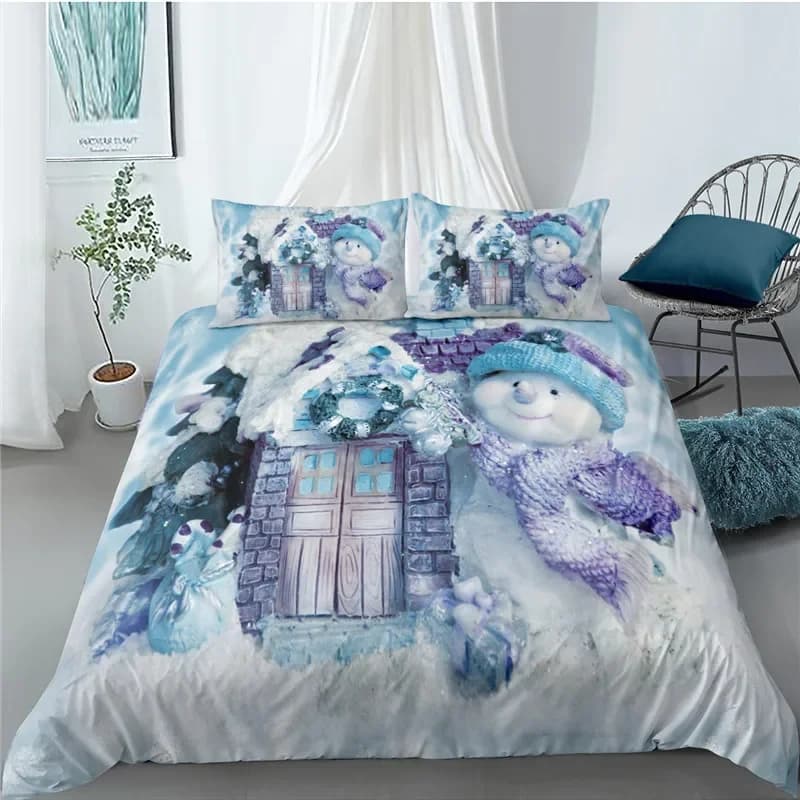 Copripiumino natalizio 3D di tutte le dimensioni Set biancheria da letto Babbo Natale Copripiumino matrimoniale Queen King Size Copriletti morbidi con federa Set natalizio