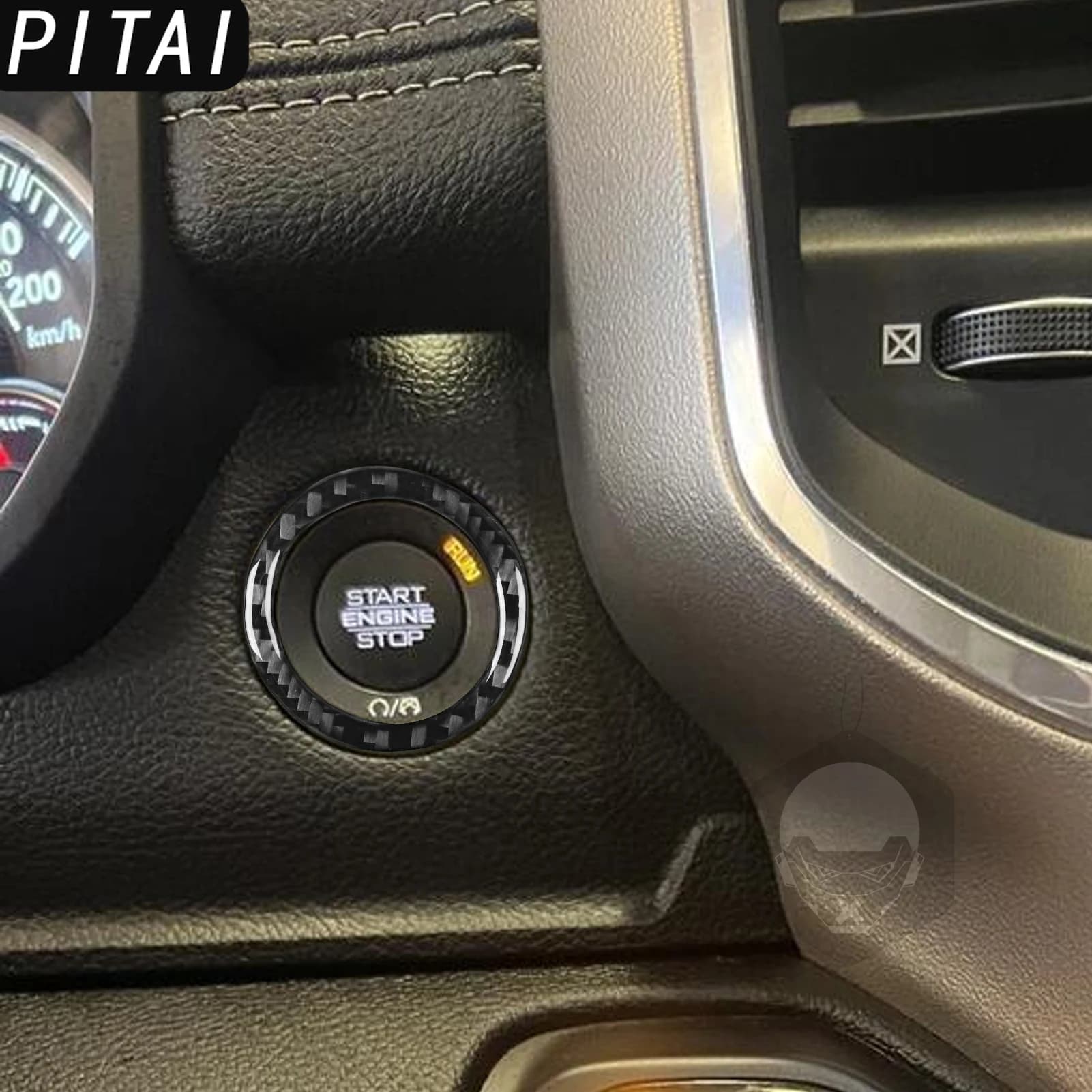 For Dodge Ram 2019-2023 Carbon Fiber Start Button Ring Panel Trim Strips Car Interior Accessories Decoration Sticker