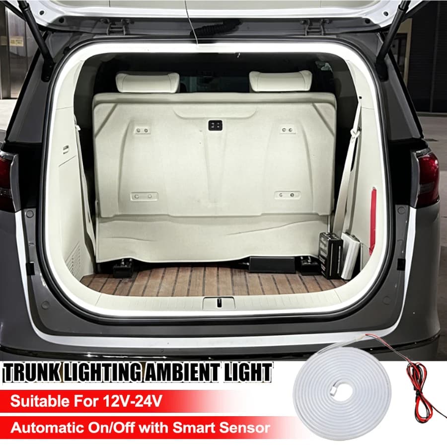 Striscia LED per Bagagliaio Auto 2/4M con Sensore Automatico On/Off, Barra Luminosa Ambientale Impermeabile, Installazione Nascosta, Striscia Luminosa per Portellone