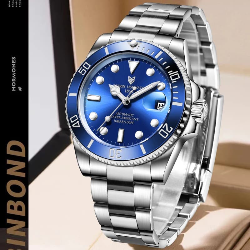 Orologio Meccanico da Uomo LIGE Design Originale, Lussuoso Tourbillon, Automatico in Acciaio Inox Impermeabile per Business e Sport